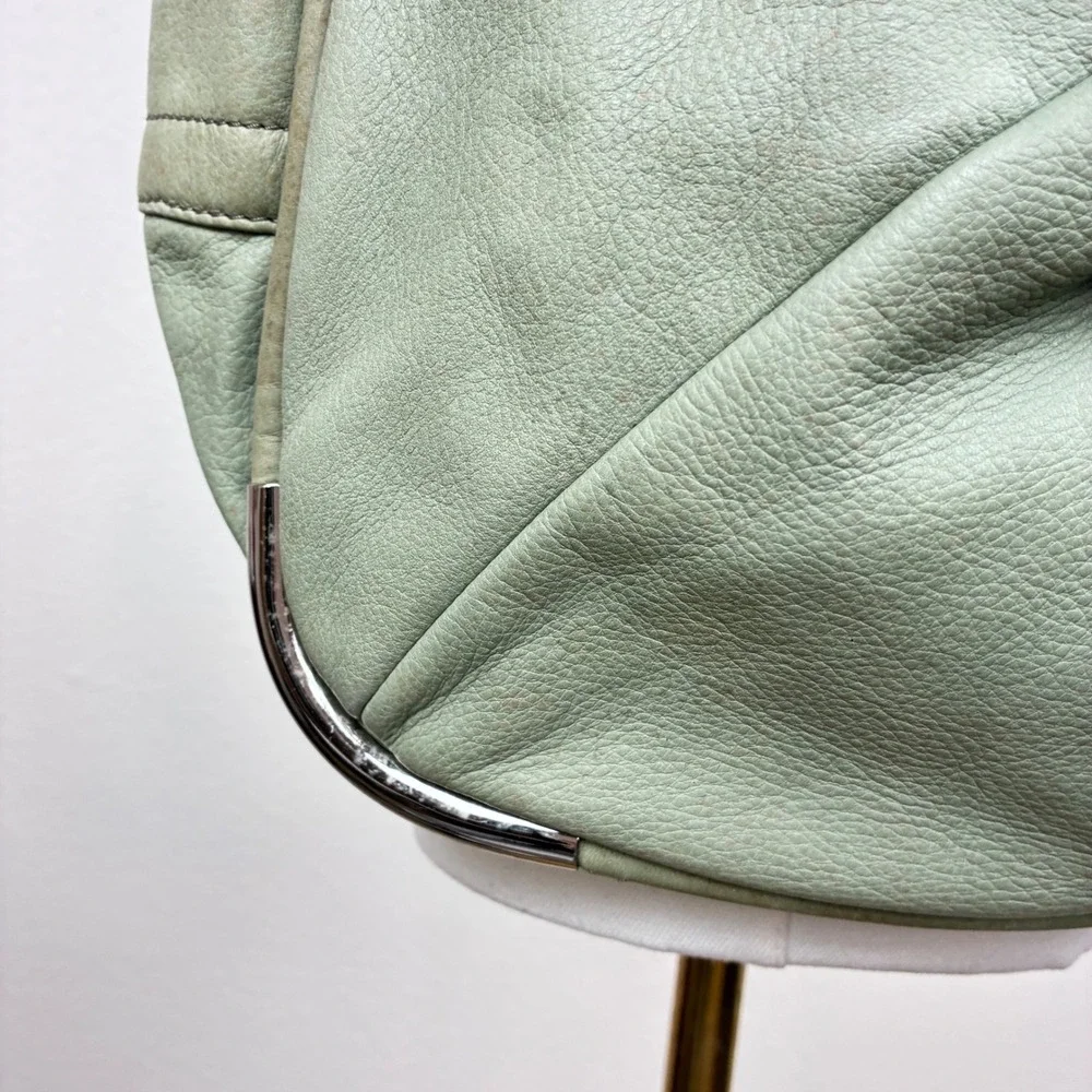 B. Makowsky Shoulder Bag Oversized Genuine Leather Mint Green Slouchy Boho Hobo